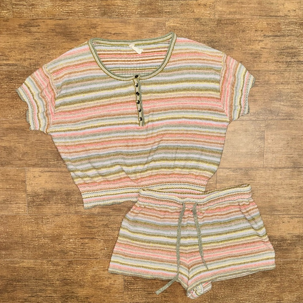 Striped Multicolor Knit Set